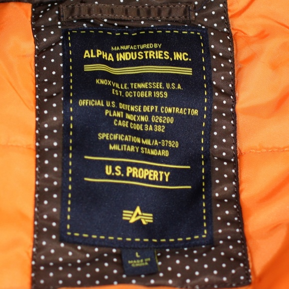Alpha Industries N-3B W SNORKEL Cocoa/Orange NEW - Picture 8 of 8